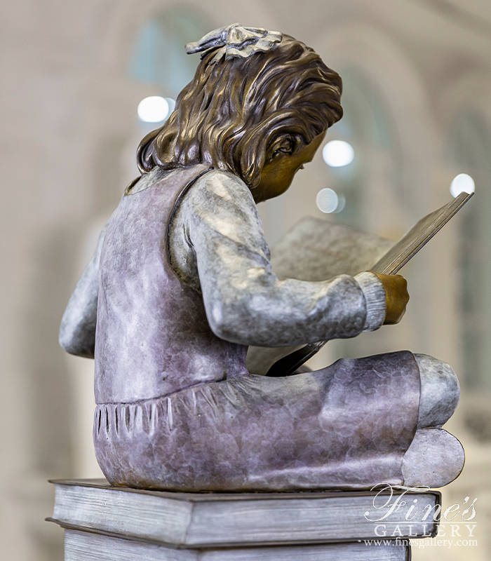 Bronze Statues  - Young Child Reading Bronze Statue - BS-1339